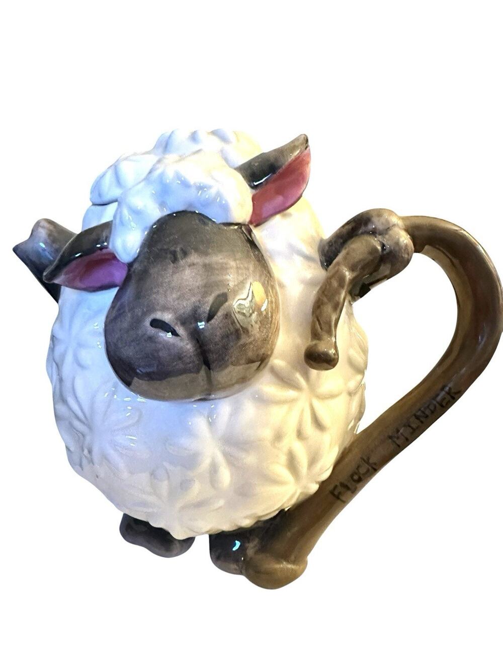 Blue Sky Pottery Lamb Sheep Ceramic Teapot Heather Goldminc “Flock Minder” EUC